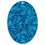 Blue Floral Pattern Texture, Floral Ornaments Texture UV Print Acrylic Ornament Oval