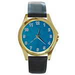 Blue Stone Texture Grunge, Stone Backgrounds Round Gold Metal Watch