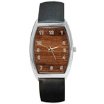 Brown Wooden Texture Barrel Style Metal Watch