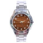 Brown Wooden Texture Stainless Steel Analogue Watch