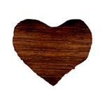 Brown Wooden Texture Standard 16  Premium Heart Shape Cushions