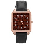 Brown Floral Pattern Floral Greek Ornaments Rose Gold Leather Watch 