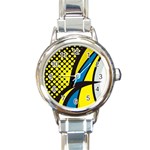 Colorful Abstract Background Art Round Italian Charm Watch