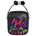 Colorful Floral Patterns, Abstract Floral Background Girls Sling Bag