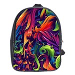 Colorful Floral Patterns, Abstract Floral Background School Bag (XL)