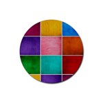 Colorful Squares, Abstract, Art, Background Rubber Round Coaster (4 pack)