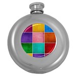 Colorful Squares, Abstract, Art, Background Round Hip Flask (5 oz)