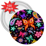 Floral Butterflies 3  Buttons (100 pack) 