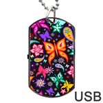 Floral Butterflies Dog Tag USB Flash (Two Sides)