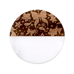Floral Butterflies Classic Marble Wood Coaster (Round) 