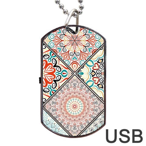 Flowers Pattern, Abstract, Art, Colorful Dog Tag USB Flash (One Side) from ArtsNow.com Front