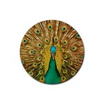 Peacock Feather Bird Peafowl Rubber Coaster (Round)