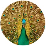 Peacock Feather Bird Peafowl Wooden Bottle Opener (Round)