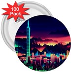 Cityscape Building Painting 3d City Illustration 3  Buttons (100 pack) 