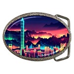 Cityscape Building Painting 3d City Illustration Belt Buckles