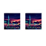 Cityscape Building Painting 3d City Illustration Cufflinks (Square)