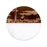 Cityscape Building Painting 3d City Illustration Classic Marble Wood Coaster (Round) 