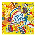 Colorful City Life Horizontal Seamless Pattern Urban City Banner and Sign 4  x 4 