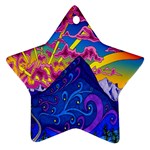 Blue And Purple Mountain Painting Psychedelic Colorful Lines Ornament (Star)