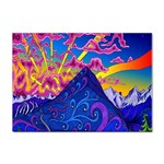 Blue And Purple Mountain Painting Psychedelic Colorful Lines Sticker A4 (100 pack)