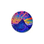 Blue And Purple Mountain Painting Psychedelic Colorful Lines Golf Ball Marker