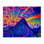 Blue And Purple Mountain Painting Psychedelic Colorful Lines Small Glasses Cloth (2 Sides)