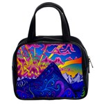 Blue And Purple Mountain Painting Psychedelic Colorful Lines Classic Handbag (Two Sides)