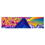 Blue And Purple Mountain Painting Psychedelic Colorful Lines Oblong Satin Scarf (16  x 60 )