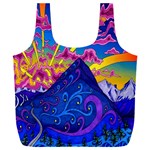 Blue And Purple Mountain Painting Psychedelic Colorful Lines Full Print Recycle Bag (XXL)