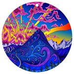 Blue And Purple Mountain Painting Psychedelic Colorful Lines UV Print Acrylic Ornament Round