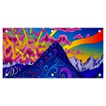 Blue And Purple Mountain Painting Psychedelic Colorful Lines Banner and Sign 6  x 3 