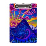 Blue And Purple Mountain Painting Psychedelic Colorful Lines A5 Acrylic Clipboard