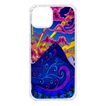 Blue And Purple Mountain Painting Psychedelic Colorful Lines iPhone 14 TPU UV Print Case