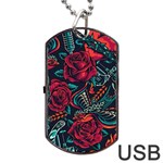 Vintage Flash Tattoos Designs Seamless Pattern Dog Tag USB Flash (Two Sides)