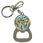 Vintage Tattoos Colorful Seamless Pattern Bottle Opener Key Chain