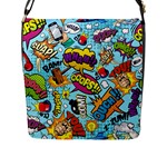 Vintage Art Tattoos Colorful Seamless Pattern Flap Closure Messenger Bag (L)