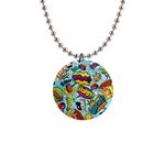 Comic Elements Colorful Seamless Pattern 1  Button Necklace