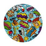 Comic Elements Colorful Seamless Pattern Round Ornament (Two Sides)