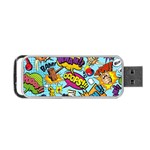 Comic Elements Colorful Seamless Pattern Portable USB Flash (One Side)