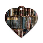 Assorted Title Of Books Piled In The Shelves Assorted Book Lot Inside The Wooden Shelf Dog Tag Heart (One Side)