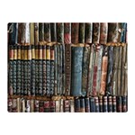 Assorted Title Of Books Piled In The Shelves Assorted Book Lot Inside The Wooden Shelf Two Sides Premium Plush Fleece Blanket (Mini)