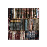 Assorted Title Of Books Piled In The Shelves Assorted Book Lot Inside The Wooden Shelf Satin Bandana Scarf 22  x 22 