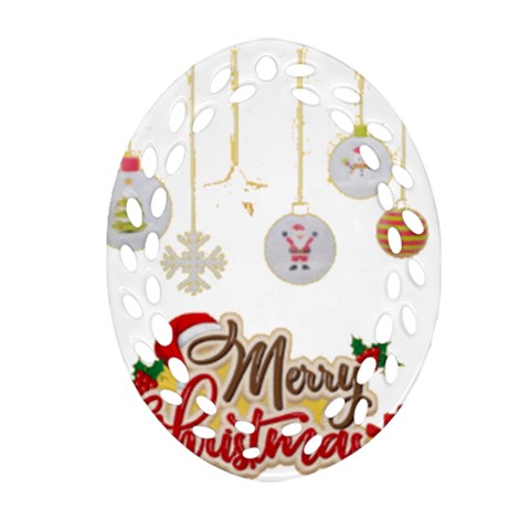 Merry Christmas  Oval Filigree Ornament (Two Sides) from ArtsNow.com Front