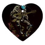 Astronaut Playing Guitar Parody Heart Ornament (Two Sides)