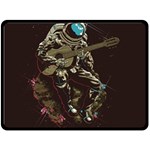 Astronaut Playing Guitar Parody Two Sides Fleece Blanket (Large)