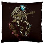 Astronaut Playing Guitar Parody Large Premium Plush Fleece Cushion Case (Two Sides)