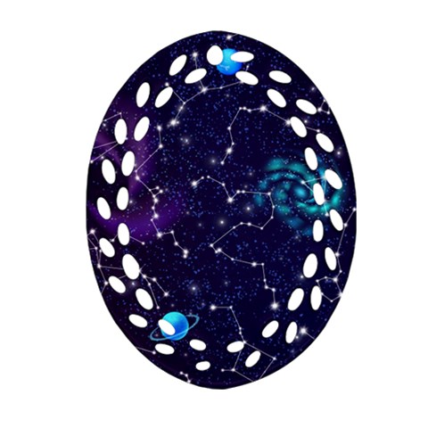 Realistic Night Sky With Constellations Oval Filigree Ornament (Two Sides) from ArtsNow.com Front