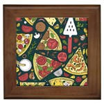 Seamless Pizza Slice Pattern Illustration Great Pizzeria Background Framed Tile