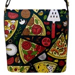 Seamless Pizza Slice Pattern Illustration Great Pizzeria Background Flap Closure Messenger Bag (S)