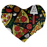 Seamless Pizza Slice Pattern Illustration Great Pizzeria Background Large 19  Premium Flano Heart Shape Cushions